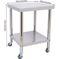Selius Table de travail en acier inoxydable - 60 x 60 x 85 cm - Métal