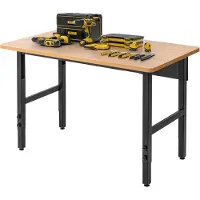 Selius Table de travail réglable, table de garage, établi en bois massif de grande capacité, table robuste pour atelier, bureau, garage, domicile