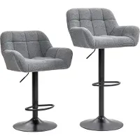 Selius Tabourets de bar – Lot de 2 tabourets – Tabourets de cuisine – Hauteur d'assise réglable – Revêtement en polaire doux – Style rétro, gris et noir