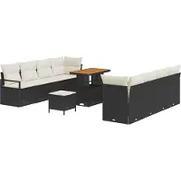 Selius Ensemble de jardin – Ensemble de salon de jardin – Groupe de sièges – Mobilier de jardin – Rotin synthétique – Pour 6 personnes – Résistant aux intempéries