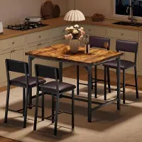 Selius Ensemble de table à manger - Table à manger avec chaises - Ensemble repas - Ensemble de table de cuisine - Ensemble de chaises de salle à manger de style industriel - Noir