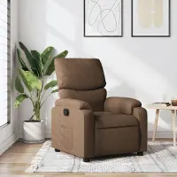 Selius Fauteuil relax réglable en tissu marron, avec fonction inclinable