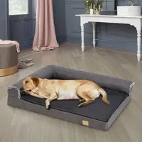 Selius Lit orthopédique pour chien - Taille XL - 120x90x25 cm - Housse lavable - Forme en L - Doux et moelleux