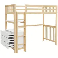Selius Lit superposé bas, dimensions 90x200 cm – Structure en métal avec échelle de sécurité et étagères de rangement