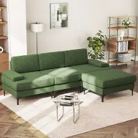 Selius Canapé d'angle - Canapé 3 places - Canapé en forme de L - Canapé modulable - Ensemble de salon - Pouf avec rangement amovible