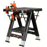 Selius Banc de travail pliable 2 en 1, réglable en hauteur, avec pinces et accessoires