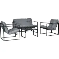 Selius Ensemble de jardin pour 4 personnes comprenant : 1 canapé 2 places, 2 fauteuils et 1 table basse, avec 3 coussins