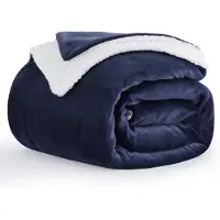 Aisbo Couverture polaire Sherpa, bleu, 150x200 cm