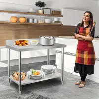 Selius Table de travail en acier inoxydable - Plan de travail de cuisine - Table pliante - Plan de travail - Table en acier inoxydable - Pieds réglables - 100x60x85 cm
