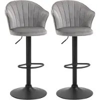 Selius Tabouret de bar - Tabouret - Tabourets de bar - Chaise de cuisine - Tabouret de bistrot - Hauteur d'assise réglable - Pivotant - Design moderne - Gris