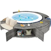 Selius Banc rond - Salon de jardin - Mobilier de jardin - Ensemble de salon - Coin salon - Rotin synthétique (PE) - Résistant aux intempéries