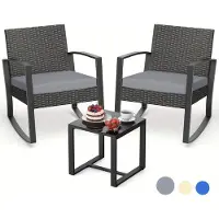 Selius Ensemble de jardin en résine tressée (PE) composé de 3 pièces - Ensemble lounge - Mobilier de jardin - Mobilier d'extérieur - Mobilier de balcon - Design résistant aux intempéries