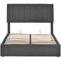 Selius Lit double avec rangement intégré – Lit plateforme équipé d'un système hydraulique et d'un repose-tête réglable – Inclut le matelas