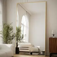 Selius Grand miroir mural de 102 x 218 cm - miroir de pleine longueur incassable avec cadre en aluminium