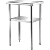 Selius Table de travail en acier inoxydable - Banc de travail en acier inoxydable - Table de travail métallique - Table de cuisine - Banc de travail pour garage - 61x46x91 cm