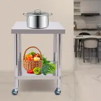 Selius Table de travail en acier inoxydable - Table de cuisine - Table de travail mobile - Table de travail pour restauration - Dimensions : 60x60 cm