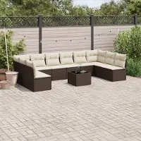 Selius Ensemble de salon de jardin - Ensembles de salon de jardin - Ensemble de table et chaises - Ensemble de mobilier d'extérieur - Canapé de jardin - Marron avec coussins crème - Design modulaire