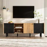 Selius Meuble TV - Meuble de télévision - Rangement TV - Meuble de rangement - Meuble multimédia - Design moderne - 160 cm, noir