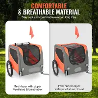 Selius Remorque pour chiens - Remorque pour vélo - Acier au carbone + tissu Oxford 600D + polypropylène - Pliable - 1,44 x 0,72 x 0,8 m