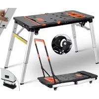 Selius Table pliante - Table de travail - Établi - Table de travail - Hauteur réglable - Multifonctionnelle 7 en 1 - Avec 4 roulettes
