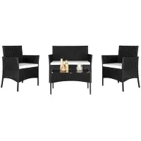 Selius Ensemble de salon d'extérieur 4 pièces - Ensemble de table et chaises pour patio, ensemble de meubles de jardin, canapé d'extérieur - Structure métallique résistante aux intempéries