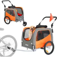 Selius Remorque pour chien - 2 en 1 - Support de remorque pour poussette - Chariot pliable - avec roues à dégagement rapide
