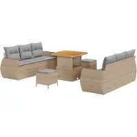 Selius Ensemble de mobilier de jardin - Ensemble de détente - Banc d'extérieur - Banc de terrasse - Banc en rotin - Couleur beige clair - Coussins résistants aux intempéries