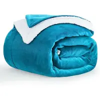 Aisbo Couverture polaire Sherpa, couleur pétrole, 150x200 cm