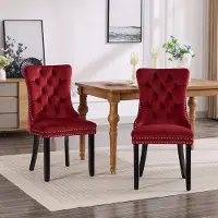 Selius Ensemble de 2 chaises de salle à manger classiques, de couleur rouge bordeaux profond, avec une structure métallique robuste