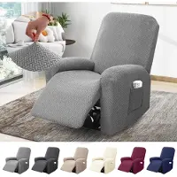OCreon Housse pour fauteuil 1 place - Housse extensible pour fauteuil avec poches - Motifs rayés intégrés - Tissu jacquard - Protège-siège pour fauteuil téléviseur - Fauteuil relax