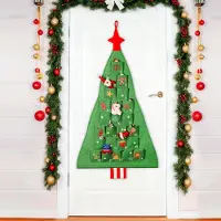 OCreon Arbre de Noël - Calendrier de l'Avent à remplir - Tissu - 125 x 69 cm - Calendrier de l'Avent - Tapis mural à suspendre - Réutilisable