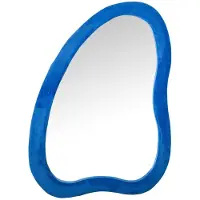 DRW Verlag Miroir sur pied, en MDF et revêtement en velours bleu, dimensions : 68 x 4 x 90 cm