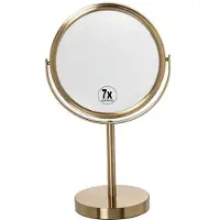 DRW Verlag Miroir de table en métal, finition or mat, double face, dimensions : 33 x 19 x 12 cm