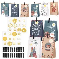 OCreon Calendrier de l'Avent à faire soi-même - 24 petits sacs en papier de Noël avec des autocollants numérotés de 1 à 24 - Créez votre propre calendrier de l'Avent 2025