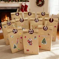 OCreon Calendrier de l'Avent à remplir - 24 calendriers de Noël - Sachets cadeaux - Sachets cadeaux en papier à remplir soi-même - Sachets en papier kraft