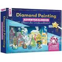 OCreon Calendrier de l'Avent en peinture diamant - Village de Noël étincelant - Contient le matériel pour créer 24 figurines