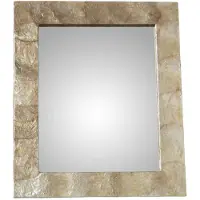 DRW Verlag Miroir de table DRW en nacre, couleur crème, dimensions 32x27 cm, surface réfléchissante de 19x24 cm