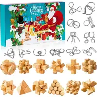 OCreon Calendrier de l'Avent 2025 pour enfants - 24 jours - Cadeau de Noël pour garçons, filles, adolescents et adultes - Puzzles en bois, casse-têtes