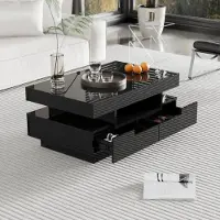 Selius Table basse - Table d'appoint - Table de chevet - Table basse LED - Finition brillante - Bande LED avec réglage de la couleur
