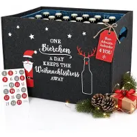 OCreon Calendrier de l'Avent pour bière, spécialement conçu pour les hommes, en feutre et adapté aux caisses à bière. Inclut 24 autocollants pour augmenter l'excitation avant Noël, avec chaque bière