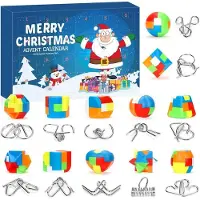 OCreon Calendrier de l'Avent 2025 : jeux de puzzles - Calendrier de l'Avent pour enfants - Calendrier de Noël avec 24 pièces de puzzles en plastique et en métal - Fils métalliques - Puzzle