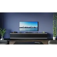 Furnitech TV Lowboard TV Board suspendu Armoire TV/265 cm Noir mat, moulures blanches M9-24M-B1-LB1-1E