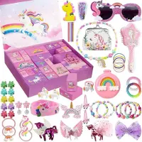 OCreon Calendrier de l'Avent licorne pour filles - Calendrier de l'Avent 2024 pour enfants - 24 jours de Noël - Calendrier de l'Avent - Bijoux