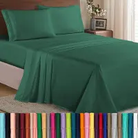 OCreon Ensemble de draps Luxe "Elegant Comfort", 1500 fils au pouce, microfibre de haute qualité, ensemble de draps 4 pièces, anti-froissement, drap-housse extensible, poche profonde jusqu'à 40 cm