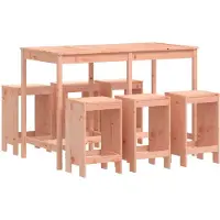 Selius Ensemble de mobilier de jardin pour bar - Ensemble de table et chaises pour bar - Mobilier de bar - Bois de Douglas - Bois massif - Design compact