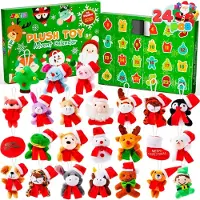 OCreon Calendrier de l'Avent 2025 en peluche - Calendrier de compte à rebours de 24 jours - Animaux en peluche avec des bonnets de Noël - Cadeaux de Noël - Cadeaux de Noël pour l'école