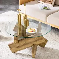 Selius Table basse - modèle rond en verre, au design épuré et contemporain