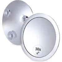 OCreon Miroir grossissant avec ventouse, petit miroir de salle de bain pour le maquillage et les soins de précision, finition chrome, 15 cm