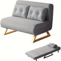 Selius Fauteuil relaxant convertible en lit - Fauteuil blanc et gris avec repose-pieds, dossier réglable et pieds en métal