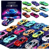OCreon Calendrier de l'Avent en forme de voiture de course - 24 pièces - Calendrier de l'Avent pour les 24 jours de Noël